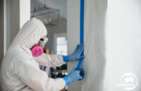 mold removal company technician preparing for mold removal